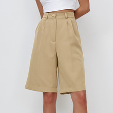 2024夏季新款高腰休闲五分裤直筒西装短裤女时尚百搭简约气质欧美