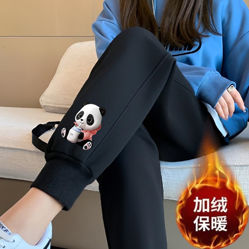 밀크 팬더 스크류 블랙 팬츠 플러스 벨벳