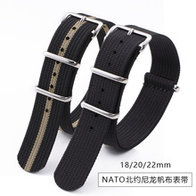 跨境热销NATO一条过尼龙表带适配于精工水鬼手表带18/20/22mm现货