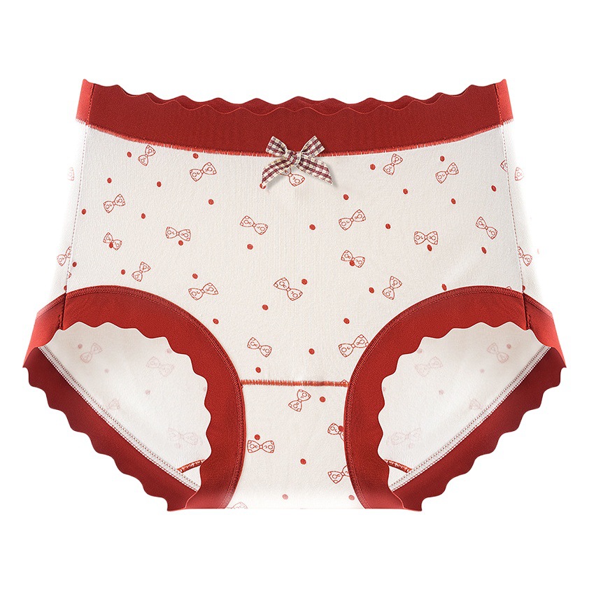 Suerte rojo Boda nupcial regalo Navidad Mediados de cintura cómoda piel agradable chica seda entrepierna calzoncillos