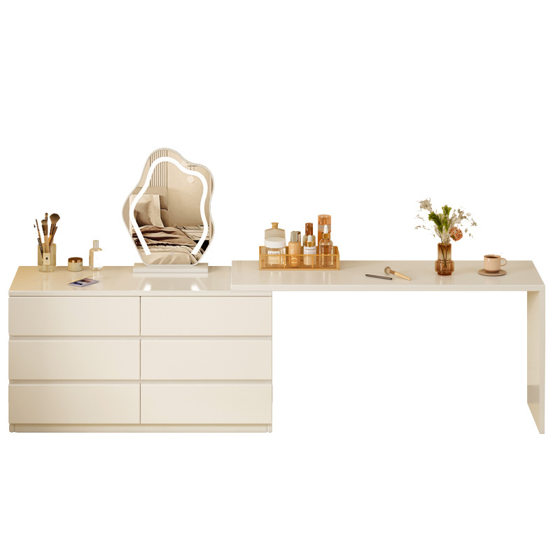 Mesa de maquillaje pecho de cajones integrado esquina gabinete retráctil cama cola de almacenamiento de gabinete crema estilo dormitorio principal Escritorio de almacenamiento cómoda