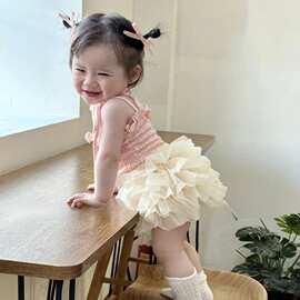 女童公主裙吊带背心夏季两件套tutu裙蓬蓬裙花苞套装裙子婴幼儿棉