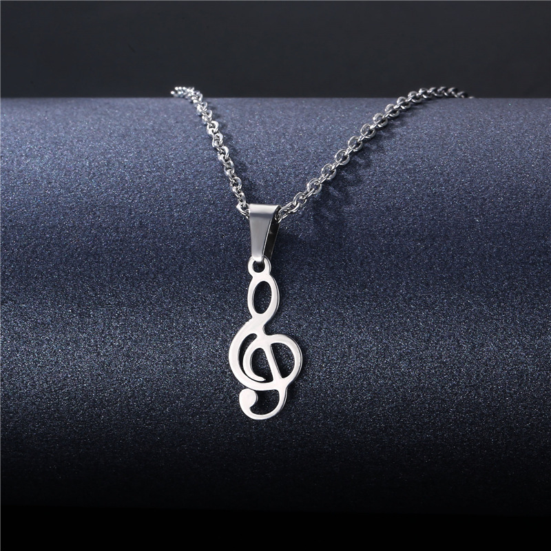 Japanese and Korean Popular Creative Music Symbol Necklace Women's Export Note Pendant Titanium Steel Necklace Stainless Steel Trendyy Accessories