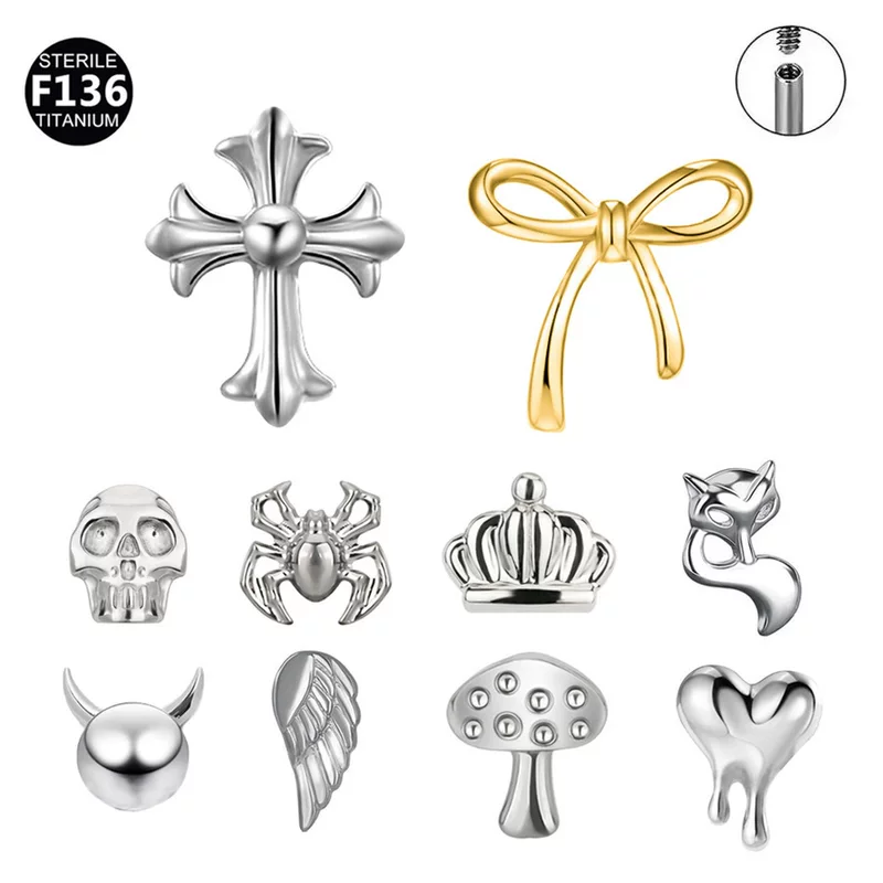 Metal small lip piercing heart-shaped