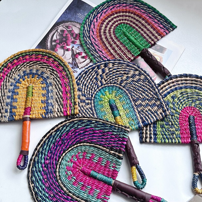 Vietnam Seagrass African Elements Wall Decoration Homestay Summer Hand-woven Straw Fan Ins Colorful Decorative Fan Vietnam Seagrass African Elements Wall Decoration Homestay Summer Hand-woven Straw Fan Ins Colorful Decorative Fan