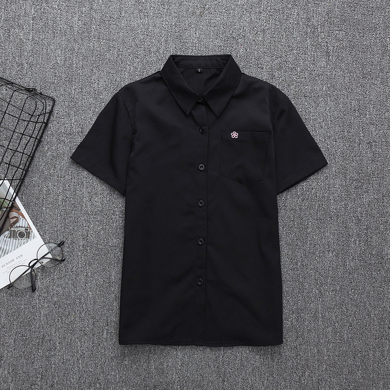 YH024 Black shirt tip short sleeves (bag powder cherry blossoms)