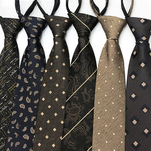 Zipper-free Simple and Convenient Tie for Trendy Men's Dress Business Casual Coffee Brown Tie 8CM Wide