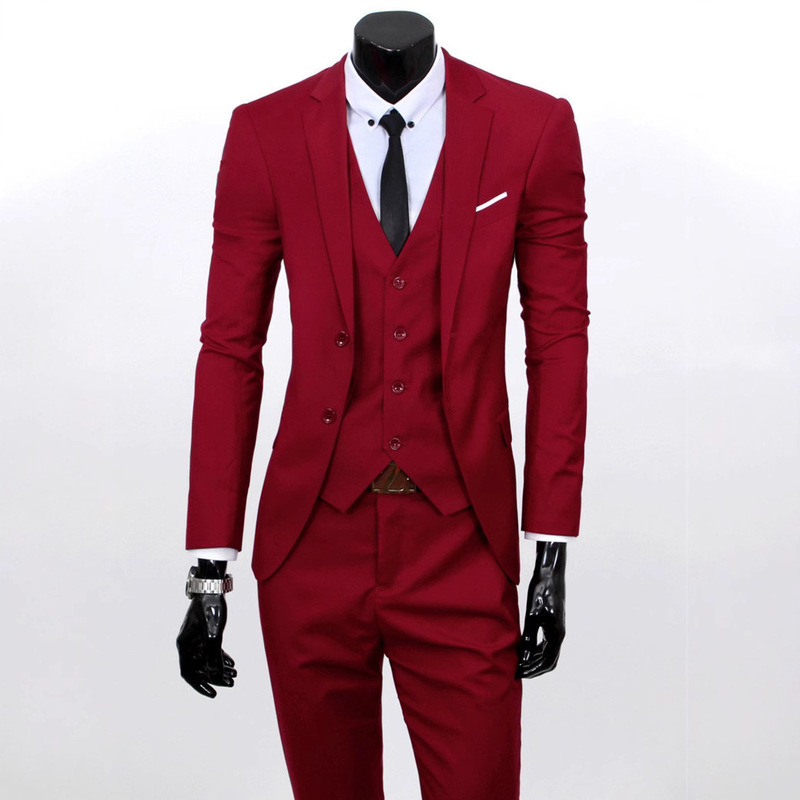 Bridegroom suit suit men's three-piece suit British casual business suit men's wedding dress slim fit handsome summer