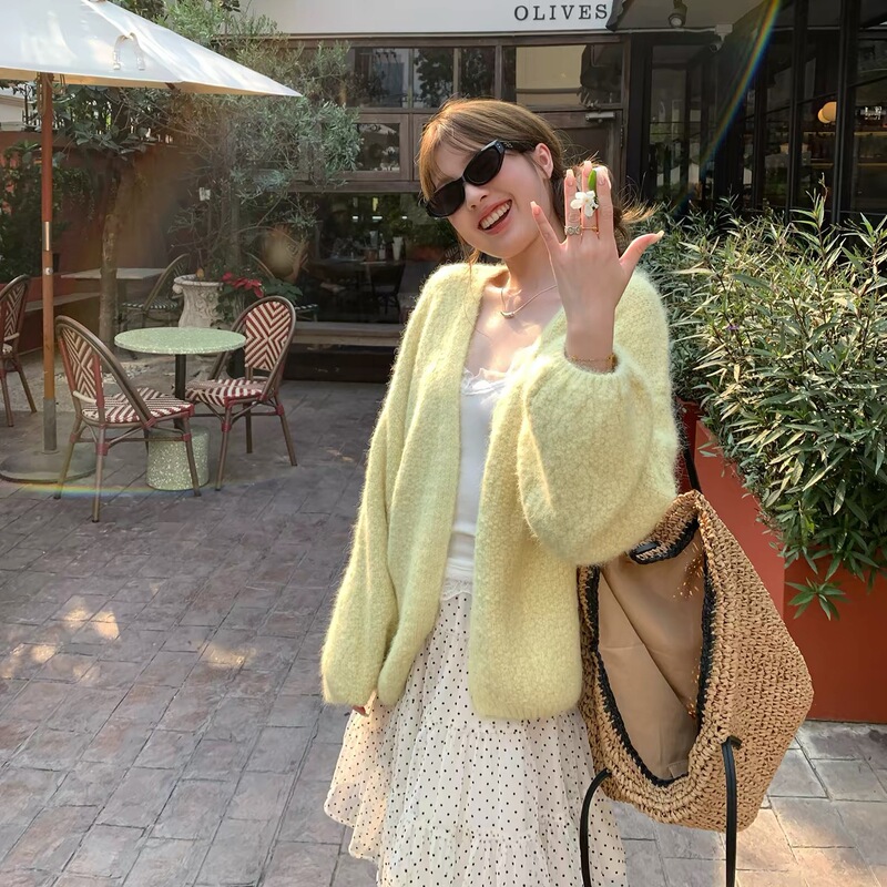 imXiang Autumn and Winter Textured Knit Lazy No-Button Cardigan Sweater for Women imXiang Autumn and Winter Textured Knit Lazy No-Button Cardigan Sweater for Women