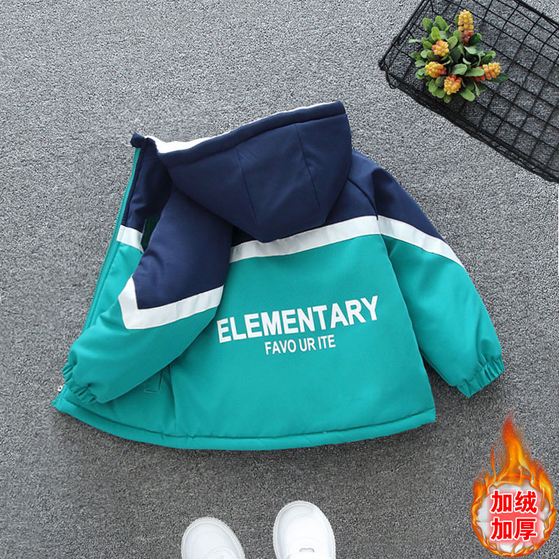 Boys' Autumn and Winter Coat Parker Clothing fleece-lined Thickened Winter Coat for Girls