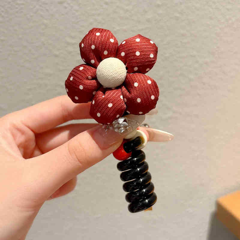 Flores para niños línea telefónica anillo de cabello de burbuja trenzada cuerda de cabello de correa de cabello de niña joyería de cabello de cola de caballo