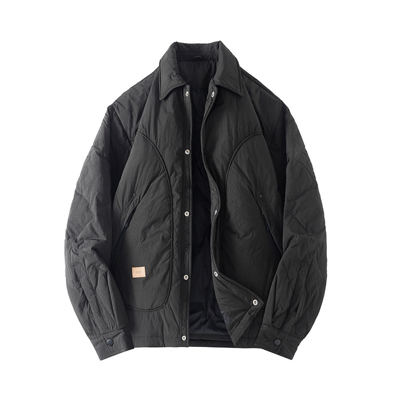 Chaqueta de plumón con solapa de hombre otoño y invierno 2025 nueva chaqueta de trabajo casual ligera y delgada abrigo de calor de tendencia