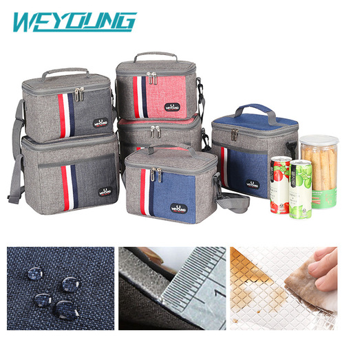 Wholesale aluminum foil lunch bag waterproof ice bag portable lunch box bag thickened striped lunch bag insulated bag cross border