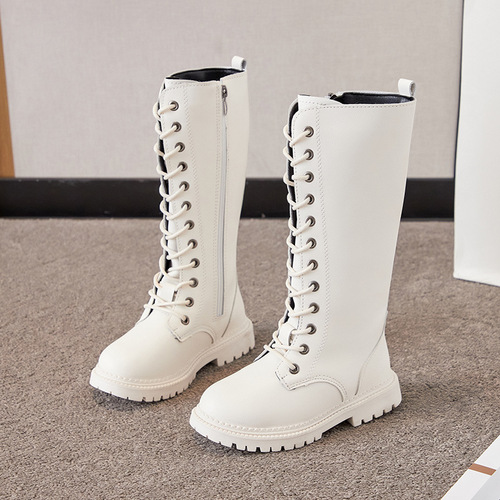 Girls' velvet boots 2024 new high cotton boots princess boots little girls' boots middle and older children's style Martin boots