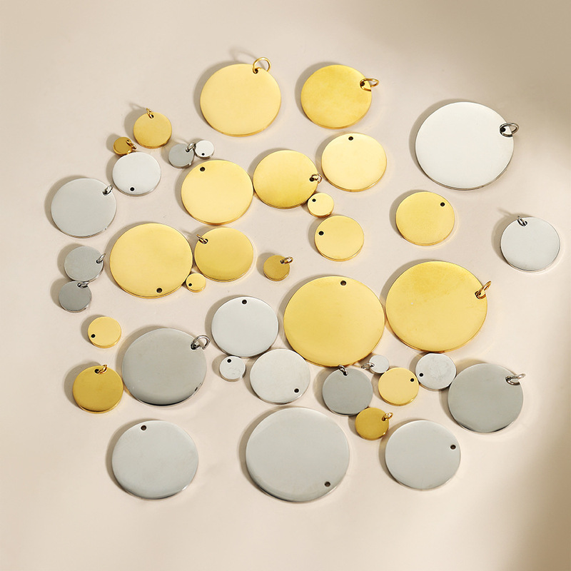 Stainless Steel Mirror Polished Round Pendant Round Disc Pendant Jewelry Accessories Vacuum Electroplating Accessories Wholesale