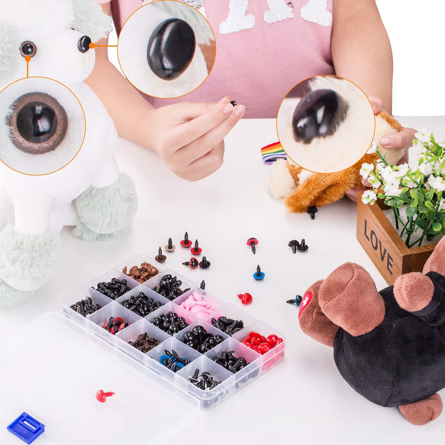 752PCS 나사 조합 장난감 액세서리 아이 아트 아이 블랙 스크류 아이 박스 장난감 DIY 소재