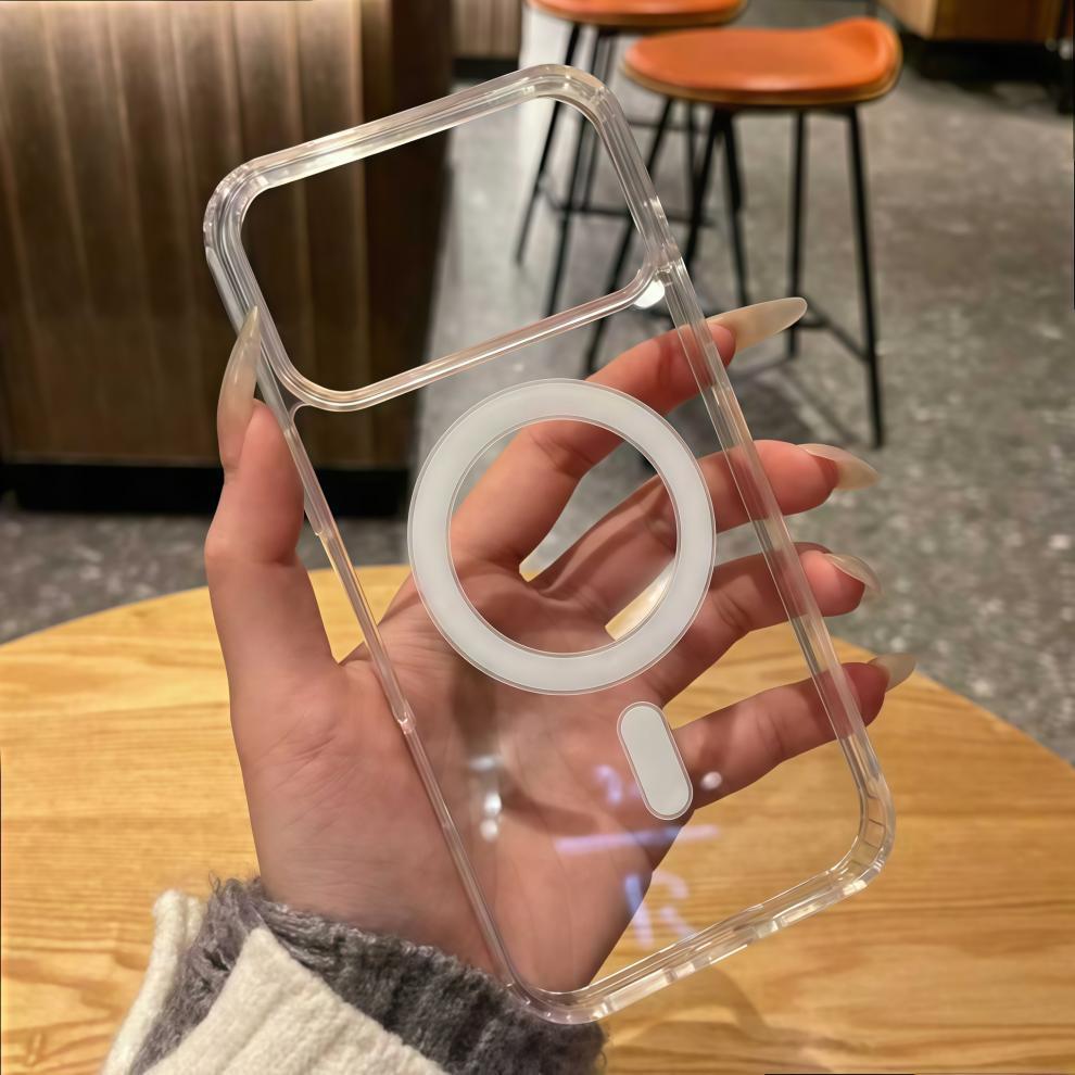 适用iPhone17Promax亚克力透明磁吸手机壳苹果16大孔15防摔保护套