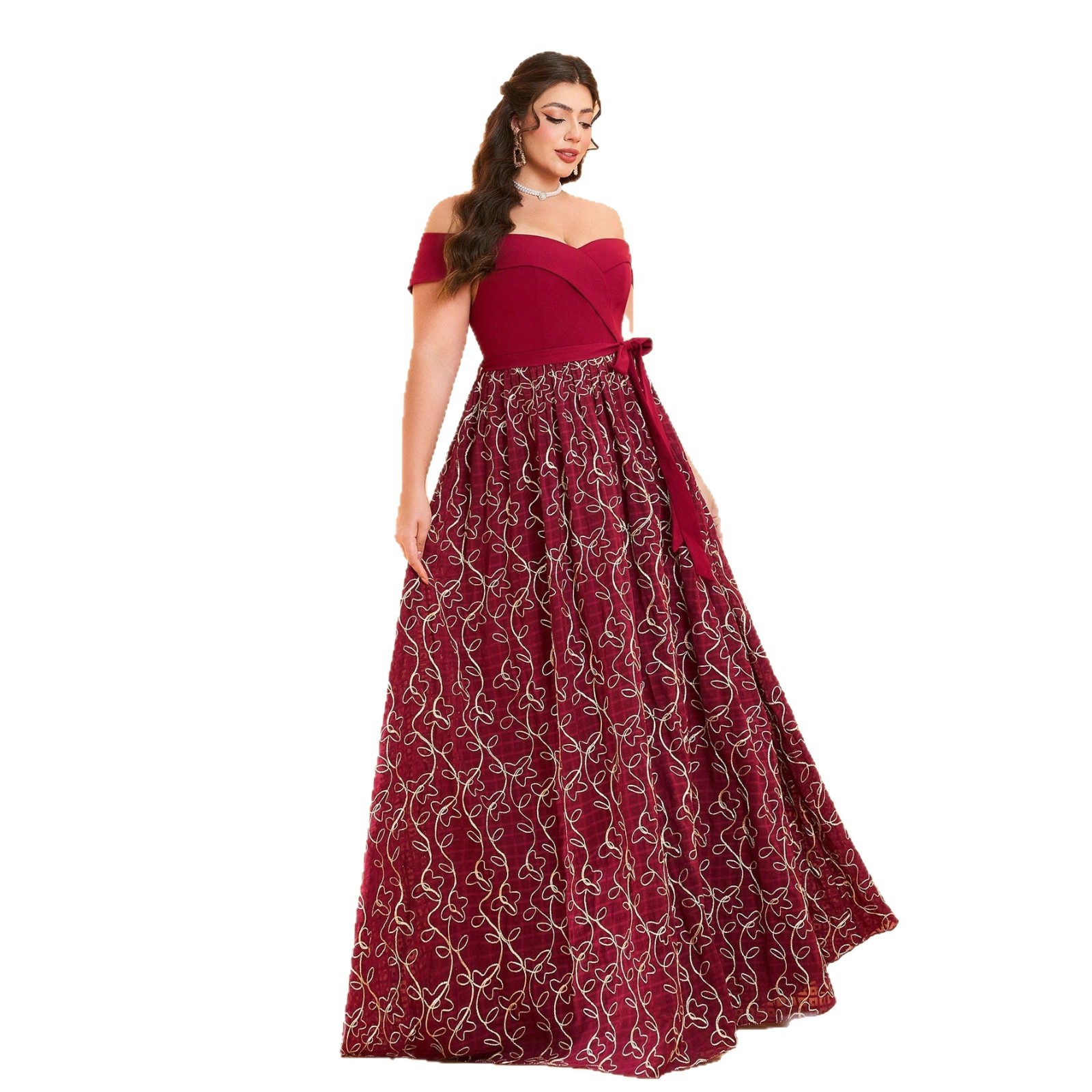 Europa y los Estados Unidos transfronterizos nuevos hombros grandes vestidos de noche temperamento delgado vestido de cumpleaños vestido de adultos mujeres