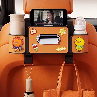 Car tissue box/set storage box, in-car hook organizer - lion-duckling-4th-generation-orange