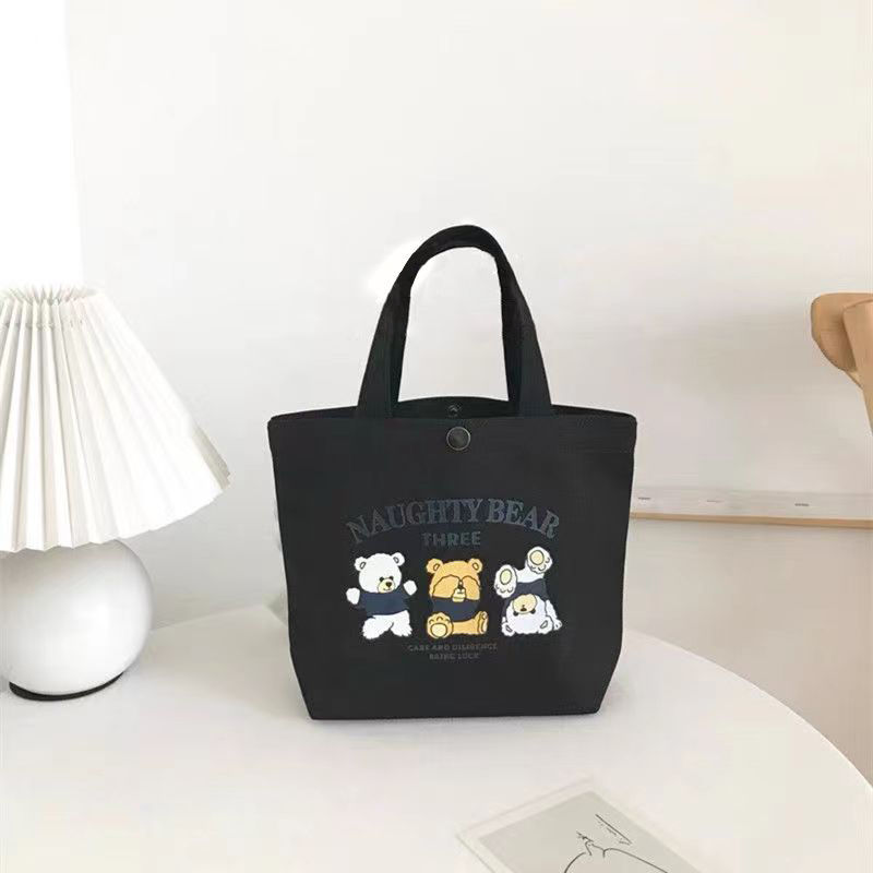 Canvas bag, small and versatile handbag, female student lunch box bag, simple hand-held bag, office worker lunch box bag undefined
