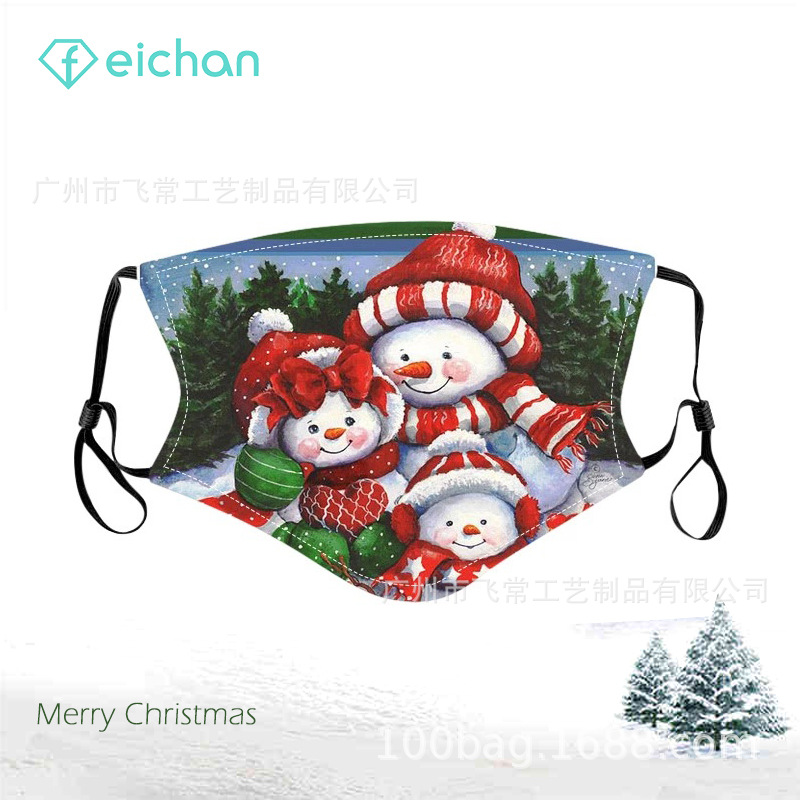 防晒印花节日口罩现货女夏季棉防尘透气薄款圣诞节口罩布艺口罩