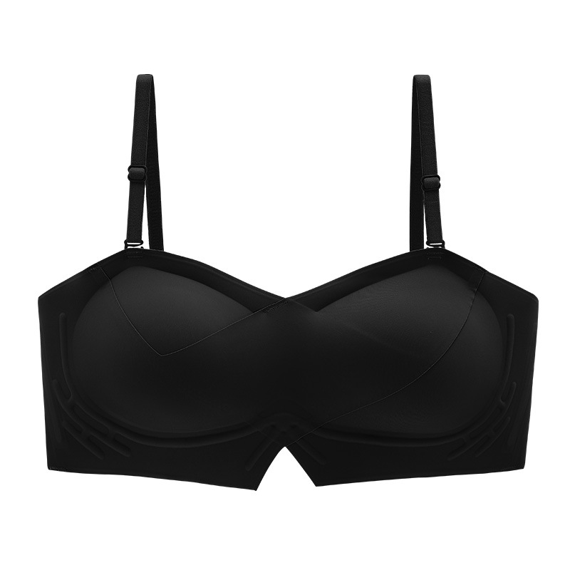 Ropa interior de expansión sin tirantes de las mujeres cofre pequeño pecho grande push up sólido antideslizante sujetador anti-exposición sujetador de dibujos animados sin costuras