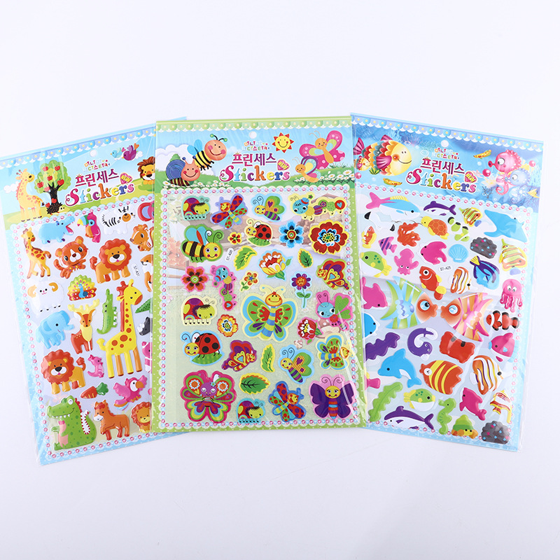 儿童立体动物图案贴纸早教笑脸diy奖励宝宝字母班幼儿园粘贴贴画