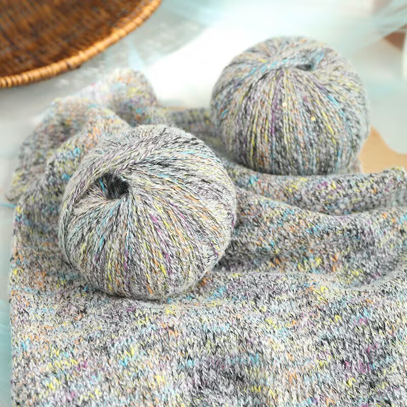 Cross-Border Wholesale Bamboo-Colored Sequined Mohair Yarn 50g Ball for Handmade Knitting and Crocheting Scarves, Sweaters, and Coats