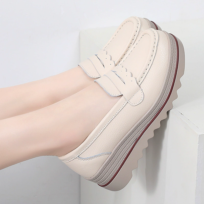 Трансграничные большие размеры кожаные кексы с толстой подошвы женская обувь корейская версия