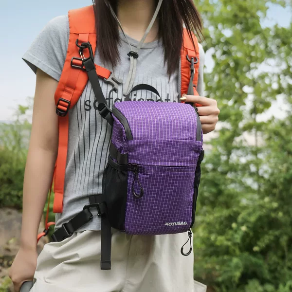 Outdoor sports waterproof crossbody bag, lightweight hiking and mountaineering bag, multi-purpose portable expansion bag, plaid shoulder bag
