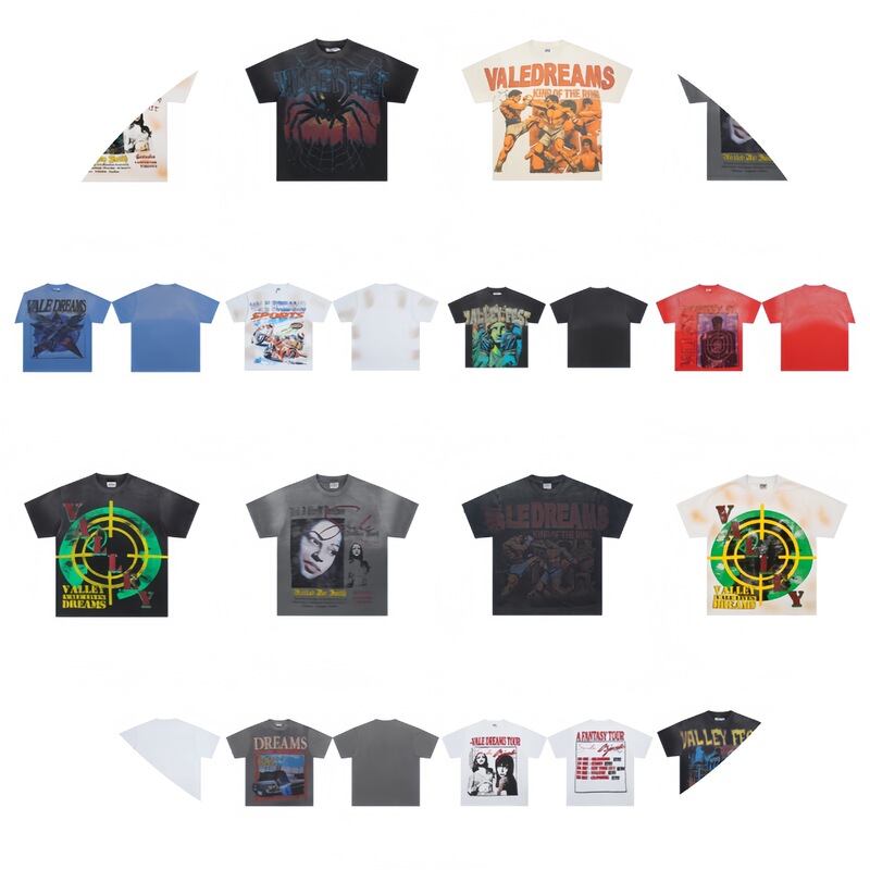 High-end American hip-hop couple's T-shirt, heavy-duty washed and distressed, West Coast rap short-sleeve, trendy basic style