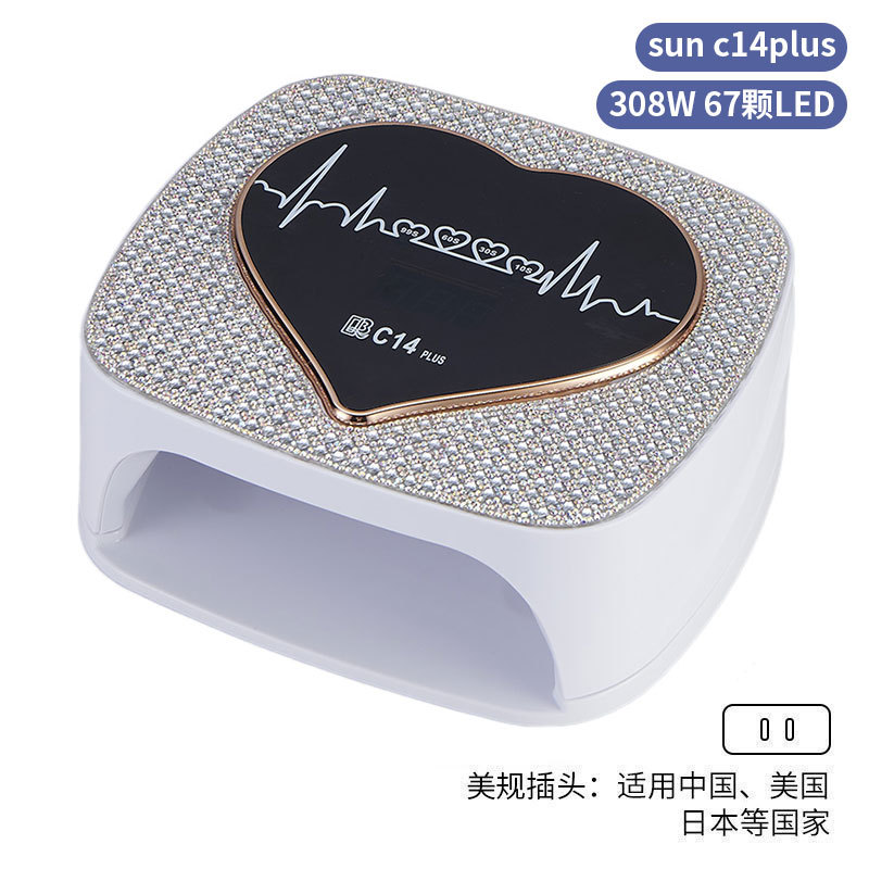 Lámpara de manicura inteligente de alta gama de luz de terapia de diamante 256W de alta potencia de pegamento de vinilo lámpara de horneado de dos manos secador de uñas transfronterizas