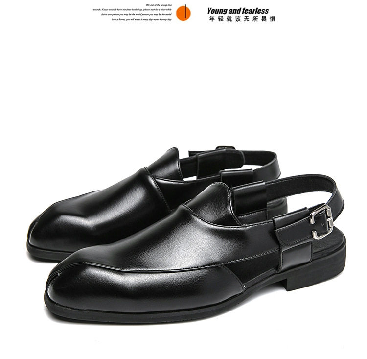 Giày sandal da nam cỡ lớn mũi vuông, quai ngang khóa cài, thoáng khí nhẹ nhàng — 5671 màu nâu, 5671 màu đen chi tiết 6