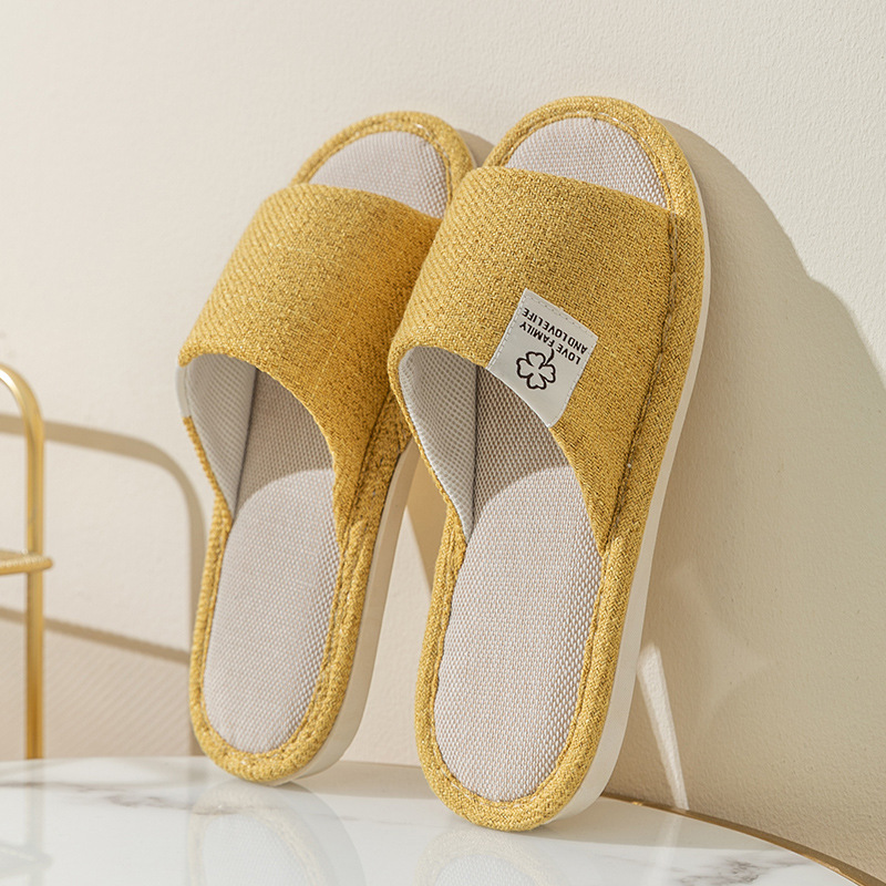 Zapatillas de lino de las mujeres de cuatro estaciones casa interior casa mudo pareja piso inferior suave antideslizante de lino de algodón sandalias de los hombres