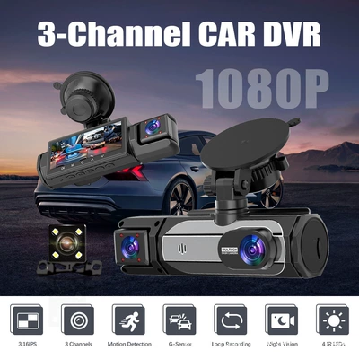 Three-camera dashcam 1080P HD Driving recorder