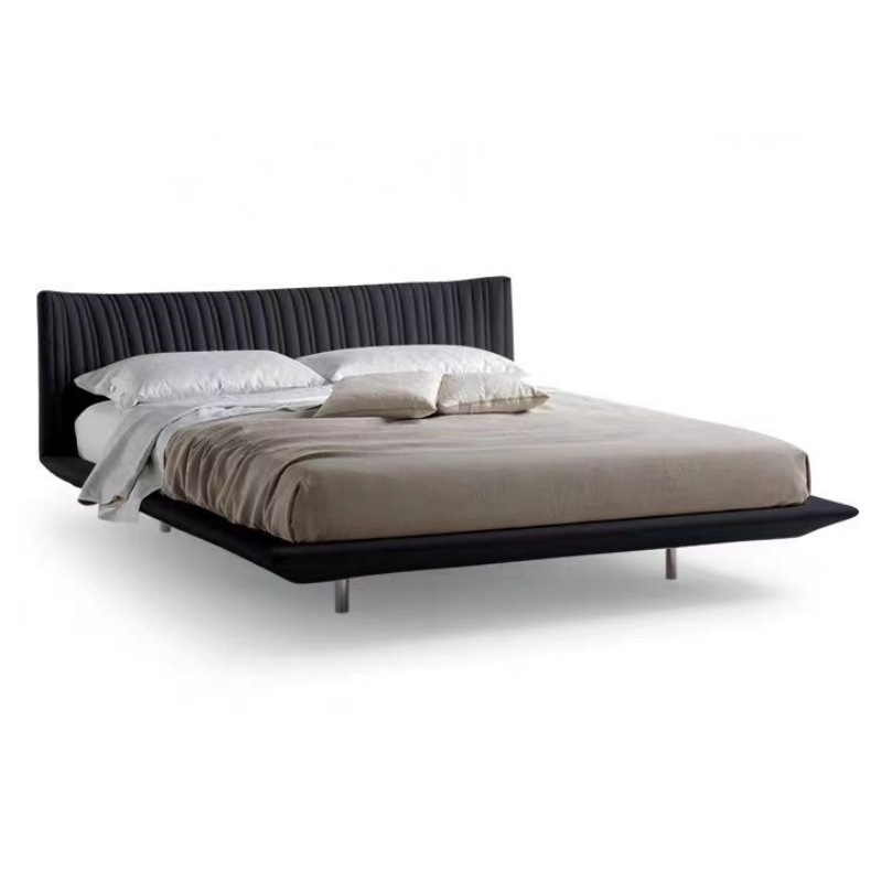 Shell Floating Bed Minimalist Cream Style Modern Influencer Creative Personalized Designer Bedroom Furniture Embroidered Leather Bed