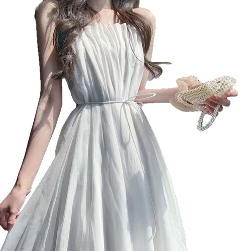 2025 New Strappy Long Dress Commute Elegant Slimming Tall Body Shaping Belted Dress for Women and Girls Summer
