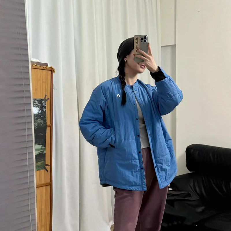 Small tree family with money! Contrast Color-resistant Water-splashing Lightweight Thin Vertical Collar Loose Cotton-padded Jacket Women's Fashionable Jacket