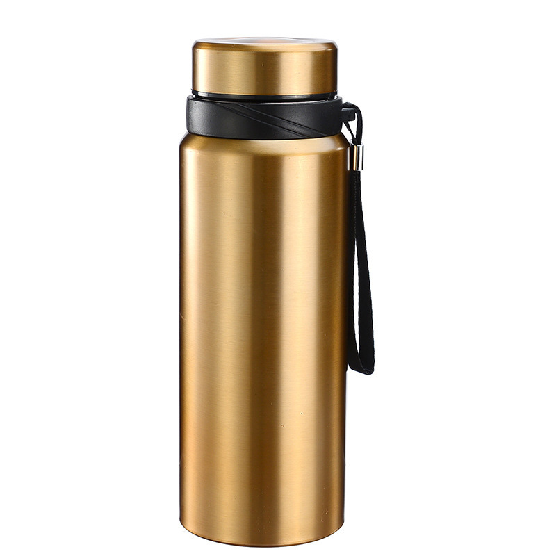 Botella termo de acero inoxidable 304, portátil para exteriores y coche, gran capacidad, con asa