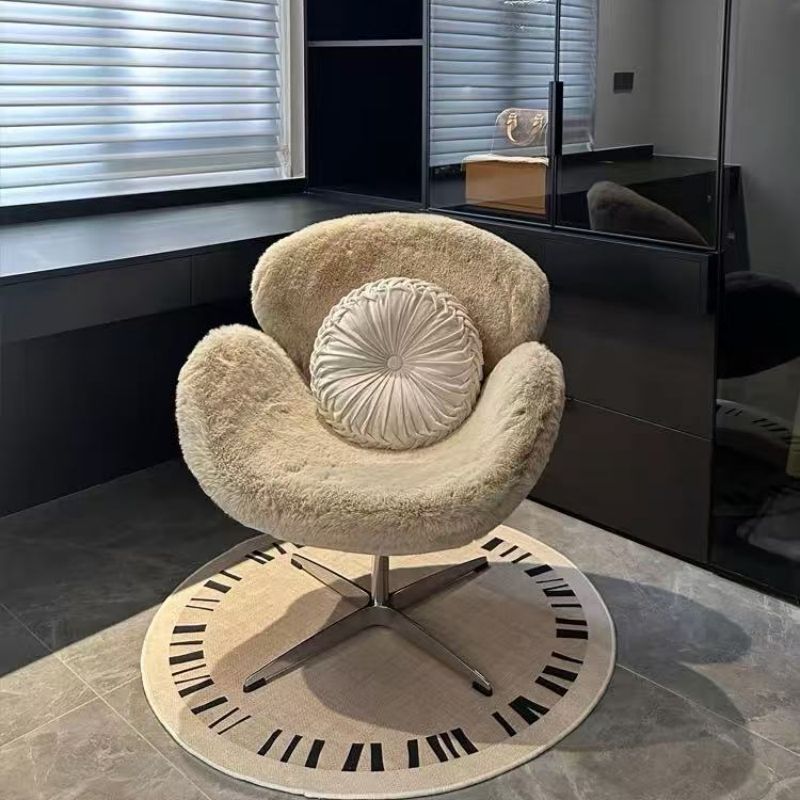 Swan Chair Fabric Sofa Chair Cream Style Comfortable Lifting Rotating Leather Art Solid Color Makeup Chair Leisure Chair Dressing Chair