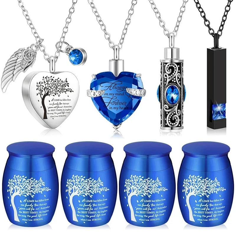 Кулон-медальон для праха питомца, памятный подарок на память о любимом питомце, 40*30 мм, синяя урна из сплава металла