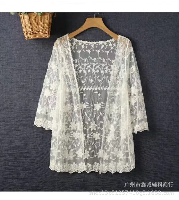 Женская пляжная накидка с длинным рукавом, one size (длина 65 см), защита от солнца, лёгкая