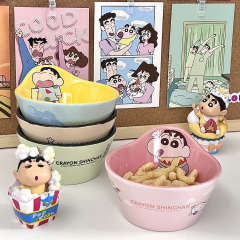 かわいいクレヨンの小さい新しい陶磁器のご飯の碗の個人の専用の茶碗の釉薬の下で色の漫画の食器の子供の食事の小さい碗