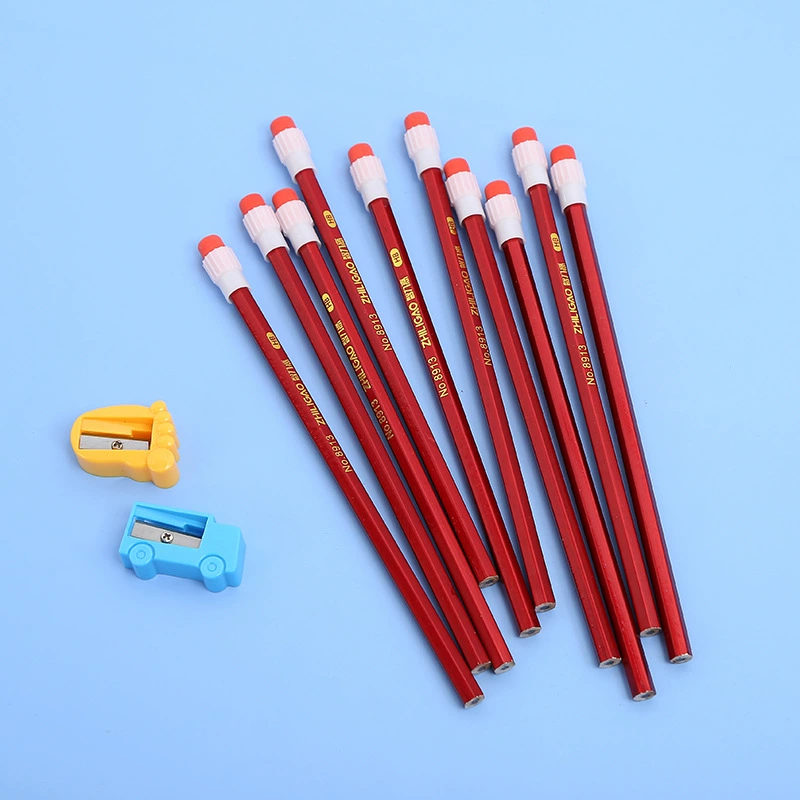 Канцелярские товары с большой кожаной головкой резиновый шестиугольный карандаш студент HB карандаш с ластиком учебные принадлежности Настройка пишущей ручки
