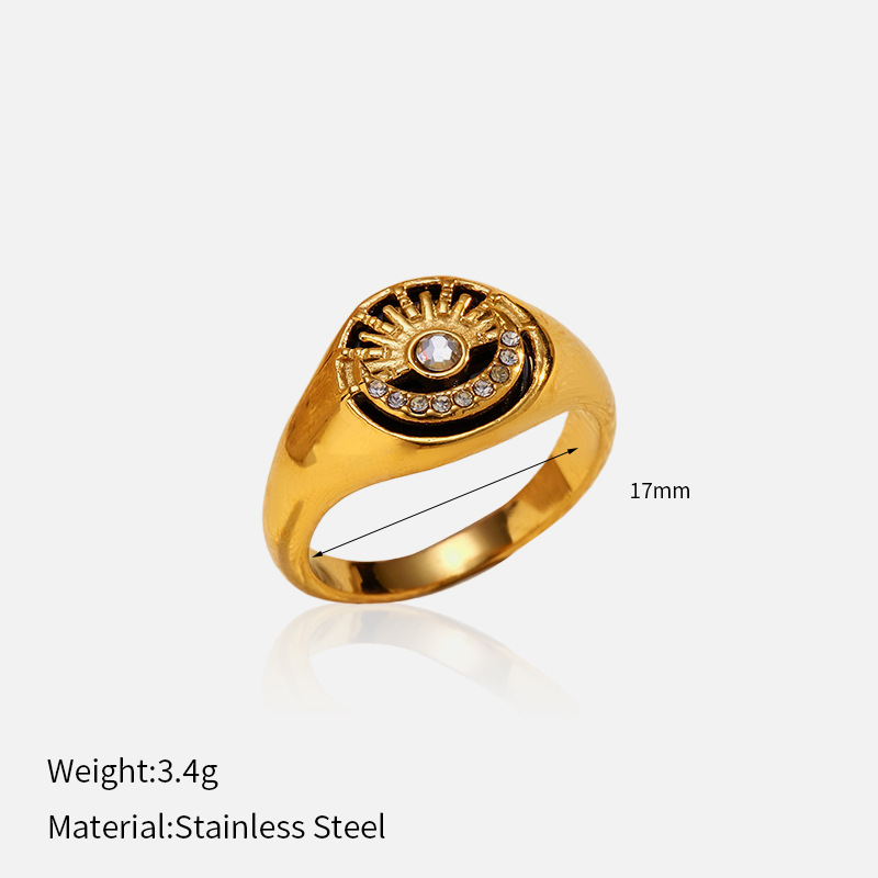 Europa y los Estados Unidos en la abertura de corte de viento anillo de diamante de acero de titanio chapado en PVD 18k oro real no se desvanece anillo de lujo ligero i