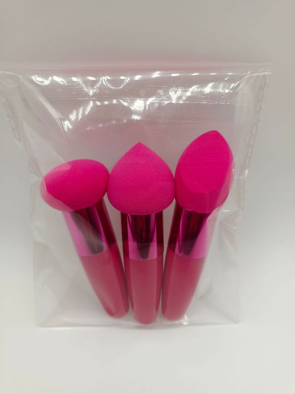 ハンドル付き小型キノコヘッドパウダーパフ美容ツール3個パック、ウェットおよびドライパウダーパフスポンジ|undefined