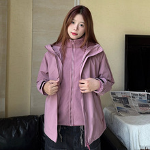 ib同款冲锋衣三合一女冬季防风防水压胶拉链可拆卸内胆登山服外套