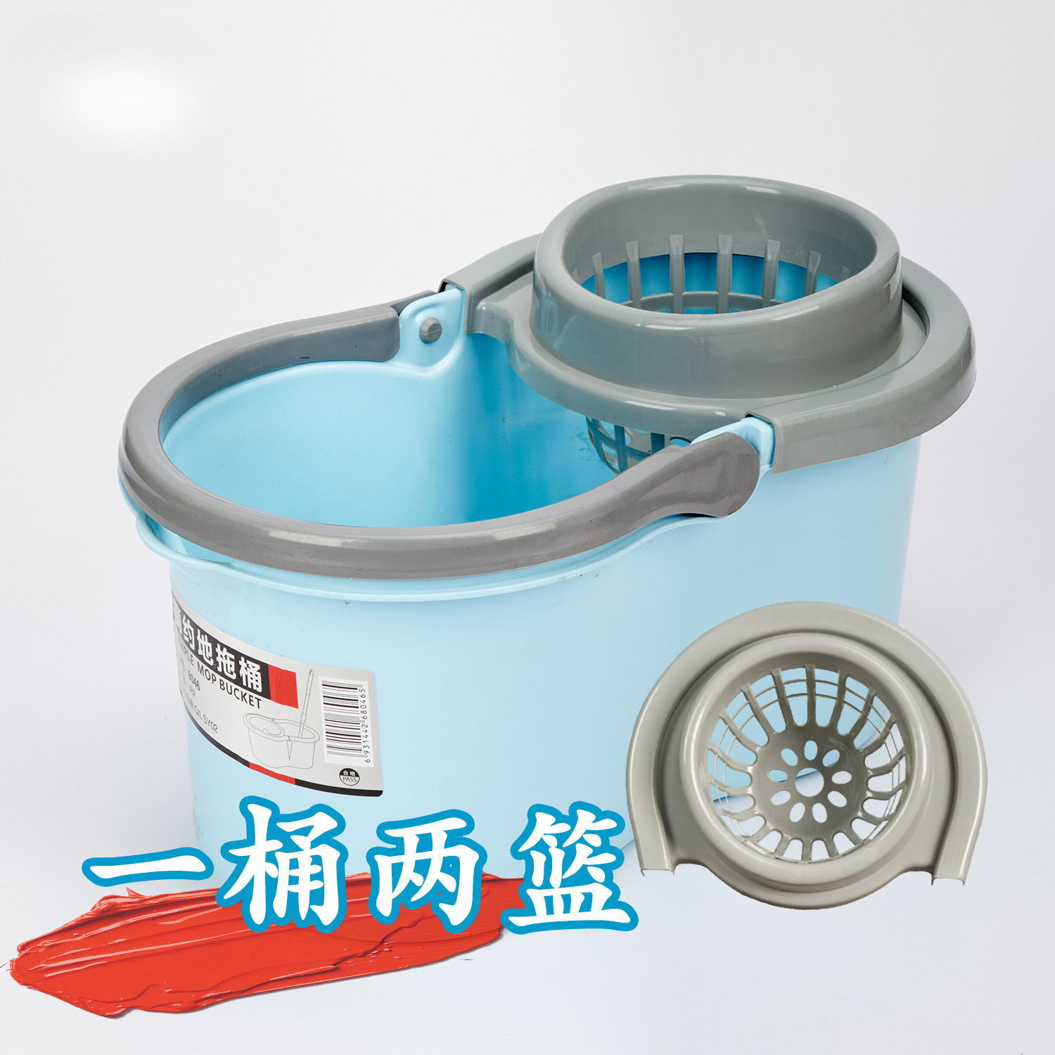 拖地桶家用脱水桶懒人免水洗拖地长方形手提塑料挤水桶外贸批发