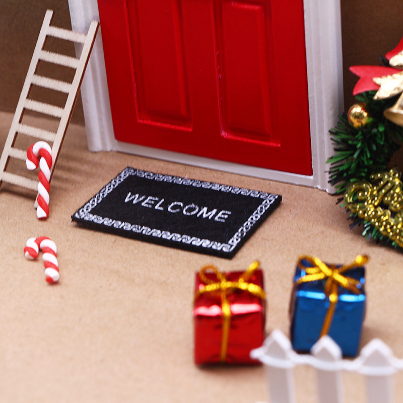 Los accesorios de decoración de la puerta de Navidad de Dollhouse pueden abrir la puerta escena en miniatura BJD modelo 10 modelos