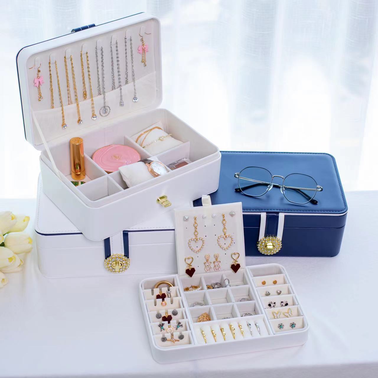 Fashion Solid Color Pu Leather Jewelry Boxes 1 Piece